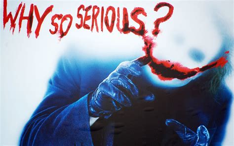 Why so serious? is a famous line from the movie The Dark Knight, spoken by the villainous Joker. It plays on his clownish appearance and cheerful demeanor, which stay in place even while he does violent or gruesome things. The phrase has also become a popular meme, usually paired with images of the Joker. Learn more about its origin, usage, and examples. 